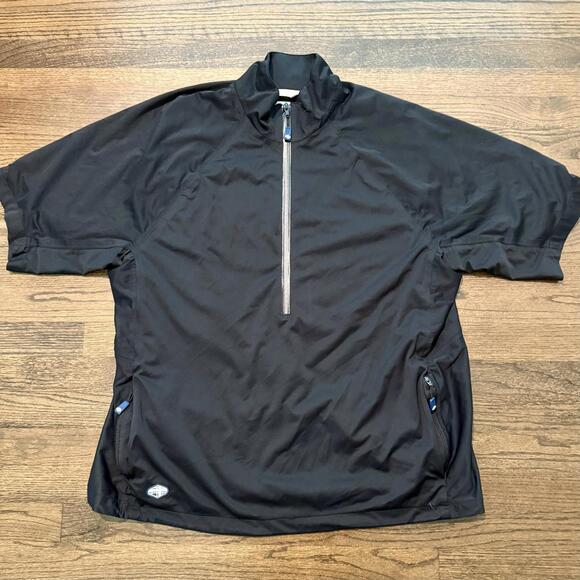 FIDRA Men's Black Golf Short Sleeve Quarter Zip Pullover Windbreaker Large - Picture 1 of 7